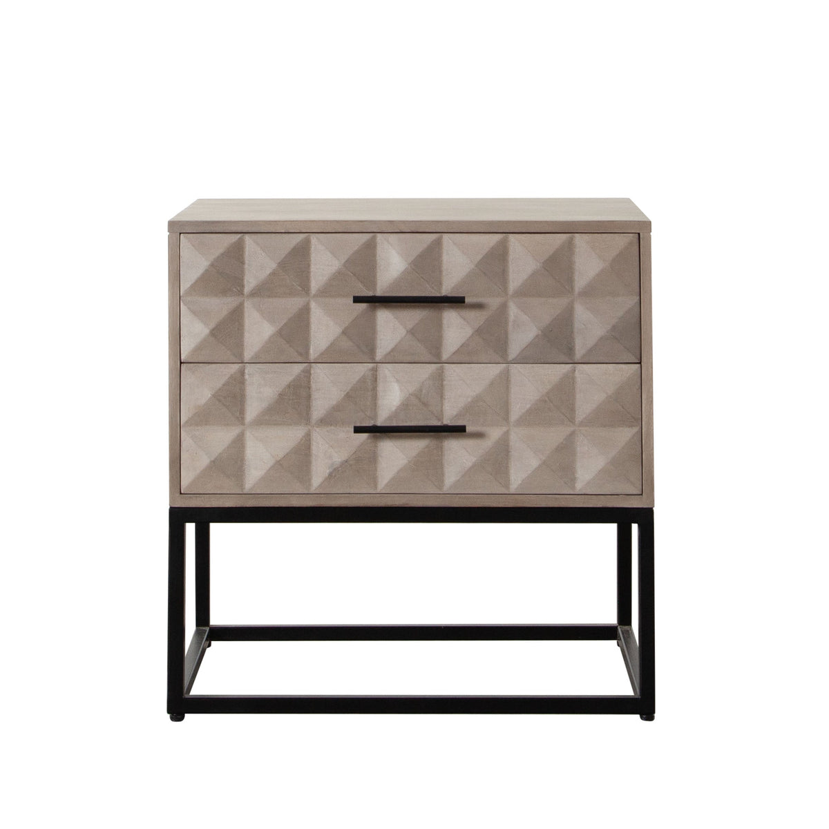 Madera Two Drawer Wood End Table – Ash Finish – front view – Lusso Furniture Miami