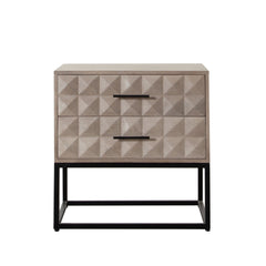 Madera Two Drawer Wood End Table – Ash Finish – front view – Lusso Furniture Miami