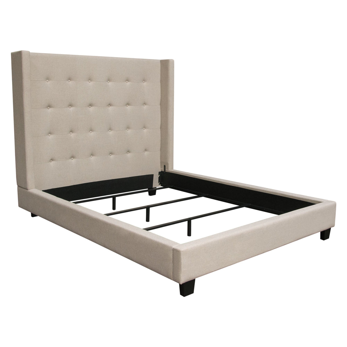 Madison Ave Tufted Wingback Bed – angle view – Lusso Furniture Miami