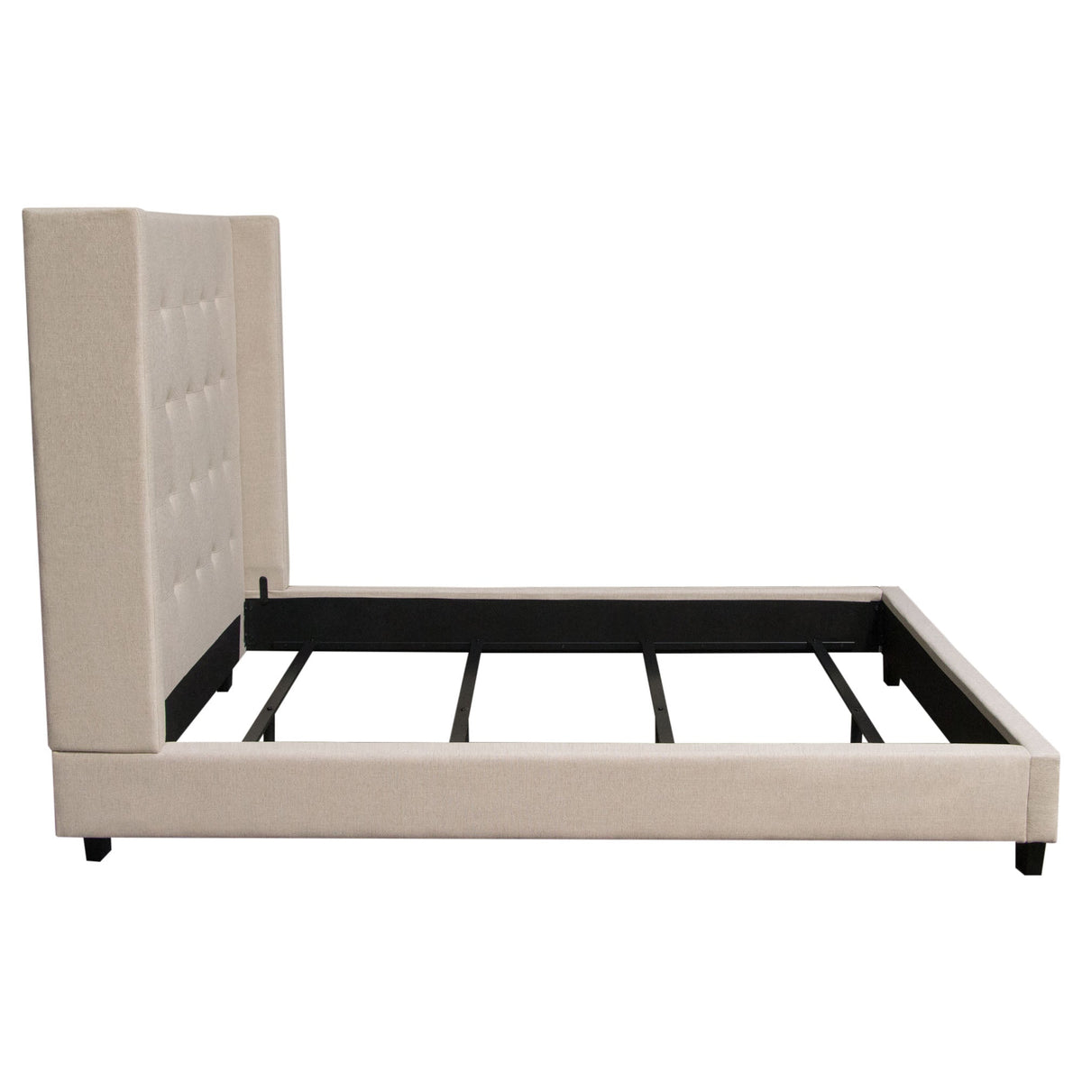Madison Ave Tufted Wingback Bed – side view – Lusso Furniture Miami