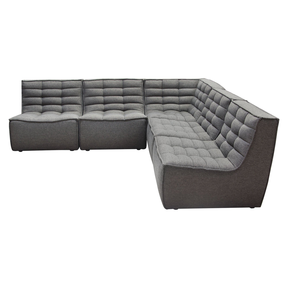 Marshall Grid Tufted Modular Sectional – 5-Piece Corner Modular Sectional / Grey Fabric – view 17 – Lusso Furniture Miami
