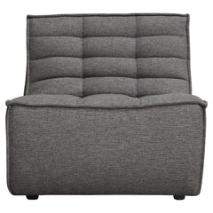 Marshall Grid Tufted Modular Sectional – Scooped Seat Armless Chair / Grey Fabric – front view – Lusso Furniture Miami