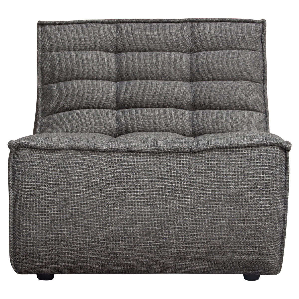 Marshall Grid Tufted Modular Sectional – Scooped Seat Armless Chair / Grey Fabric – front view – Lusso Furniture Miami