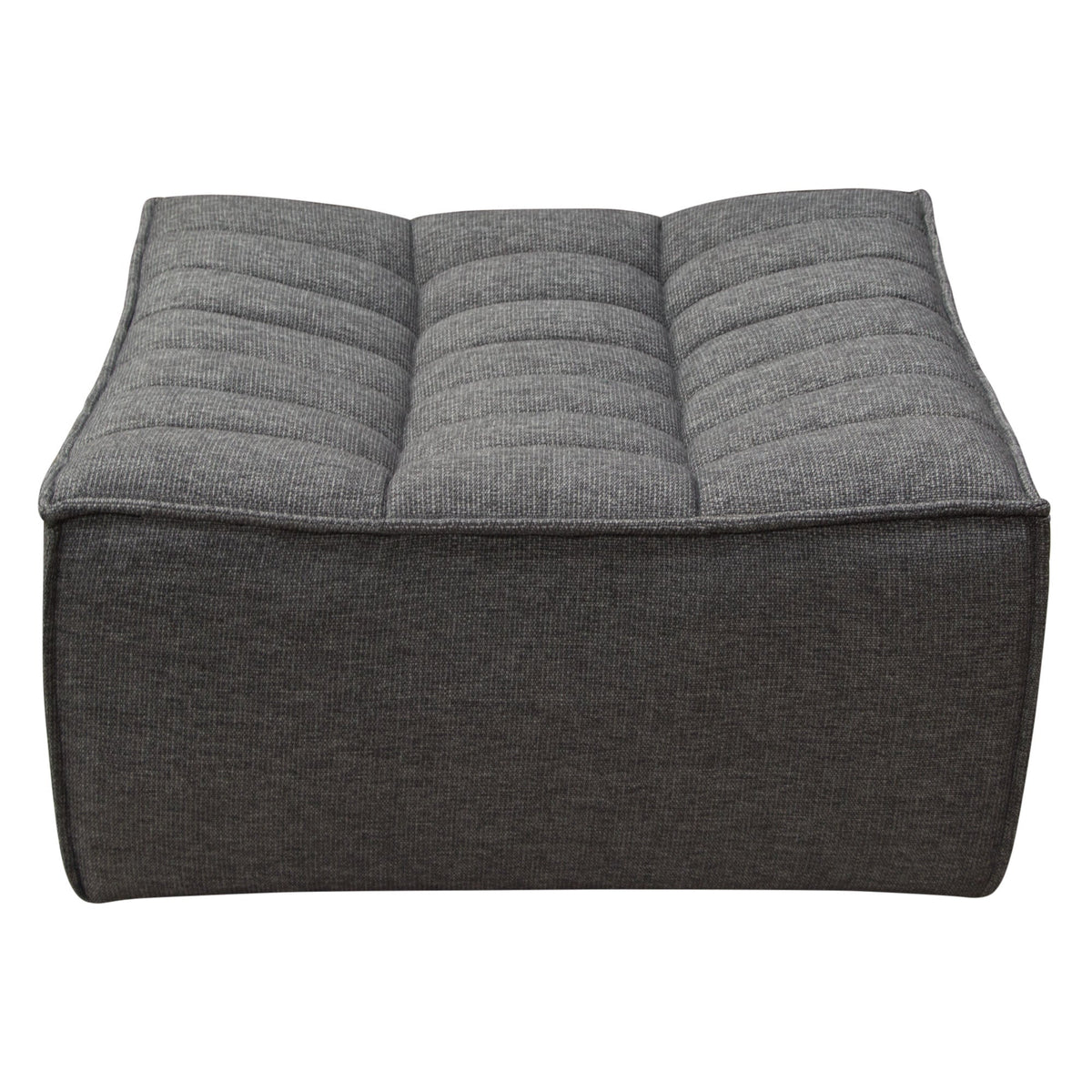Marshall Grid Tufted Modular Sectional – Scooped Seat Ottoman / Grey Fabric – view 25 – Lusso Furniture Miami