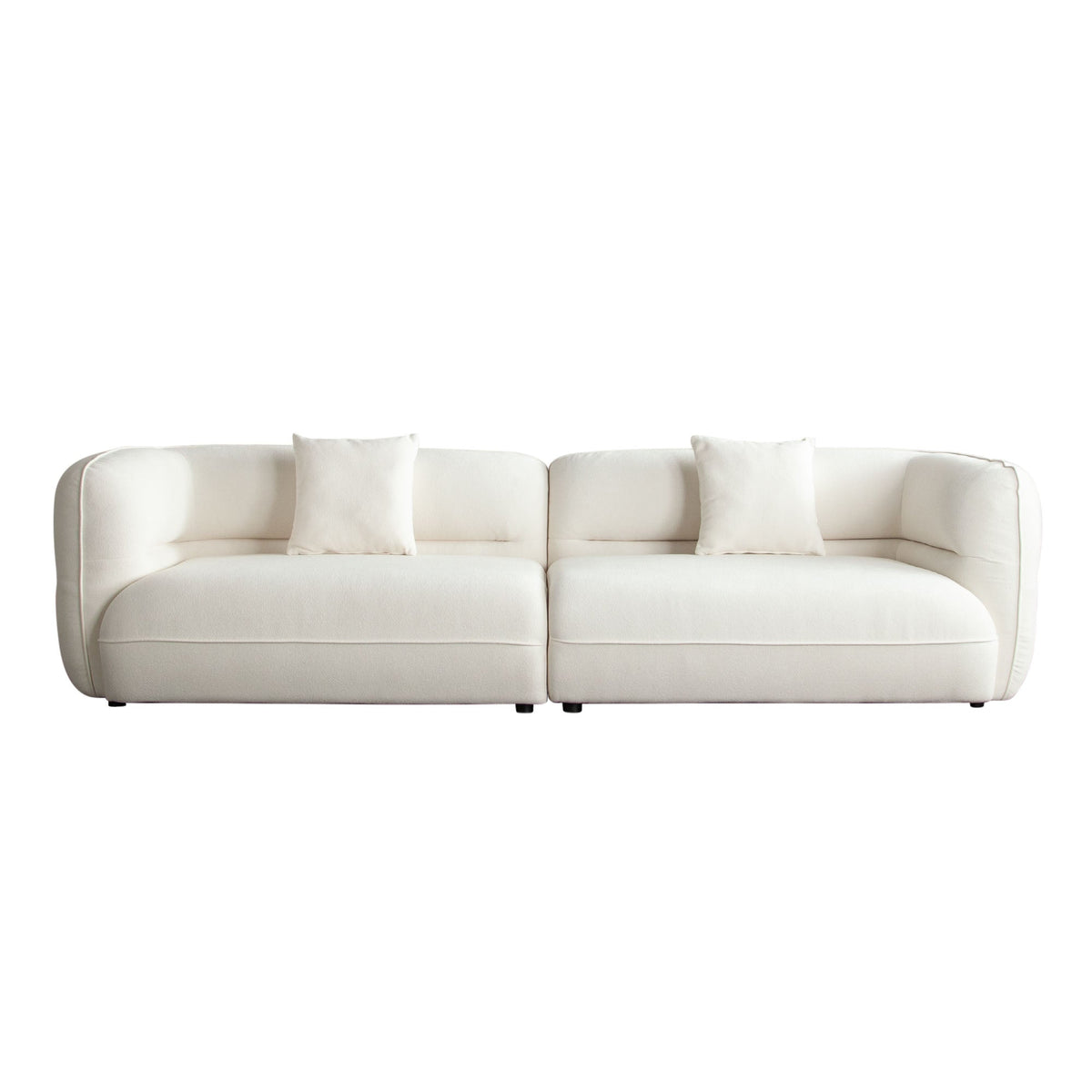 Micah Contoured Modular Sectional Sofa – 2-Piece Sofa / Elite Ivory Polyester Fabric – front view – Lusso Furniture Miami