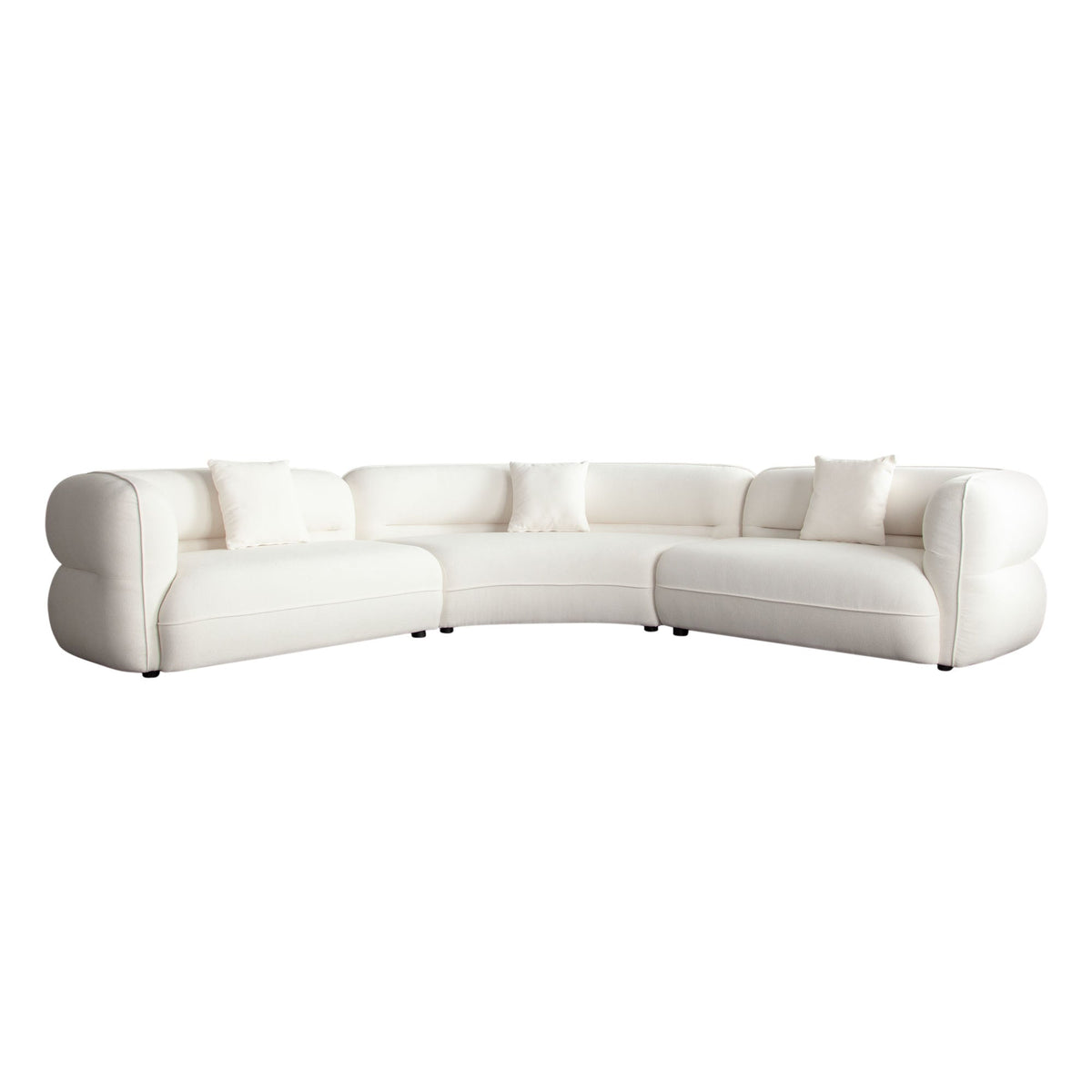 Micah Contoured Modular Sectional Sofa – 3-Piece Sectional / Elite Ivory Polyester Fabric – top view – Lusso Furniture Miami