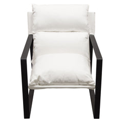Miller Linen Sling Accent Chair – angle view – Lusso Furniture Miami