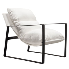 Miller Linen Sling Accent Chair – side view – Lusso Furniture Miami