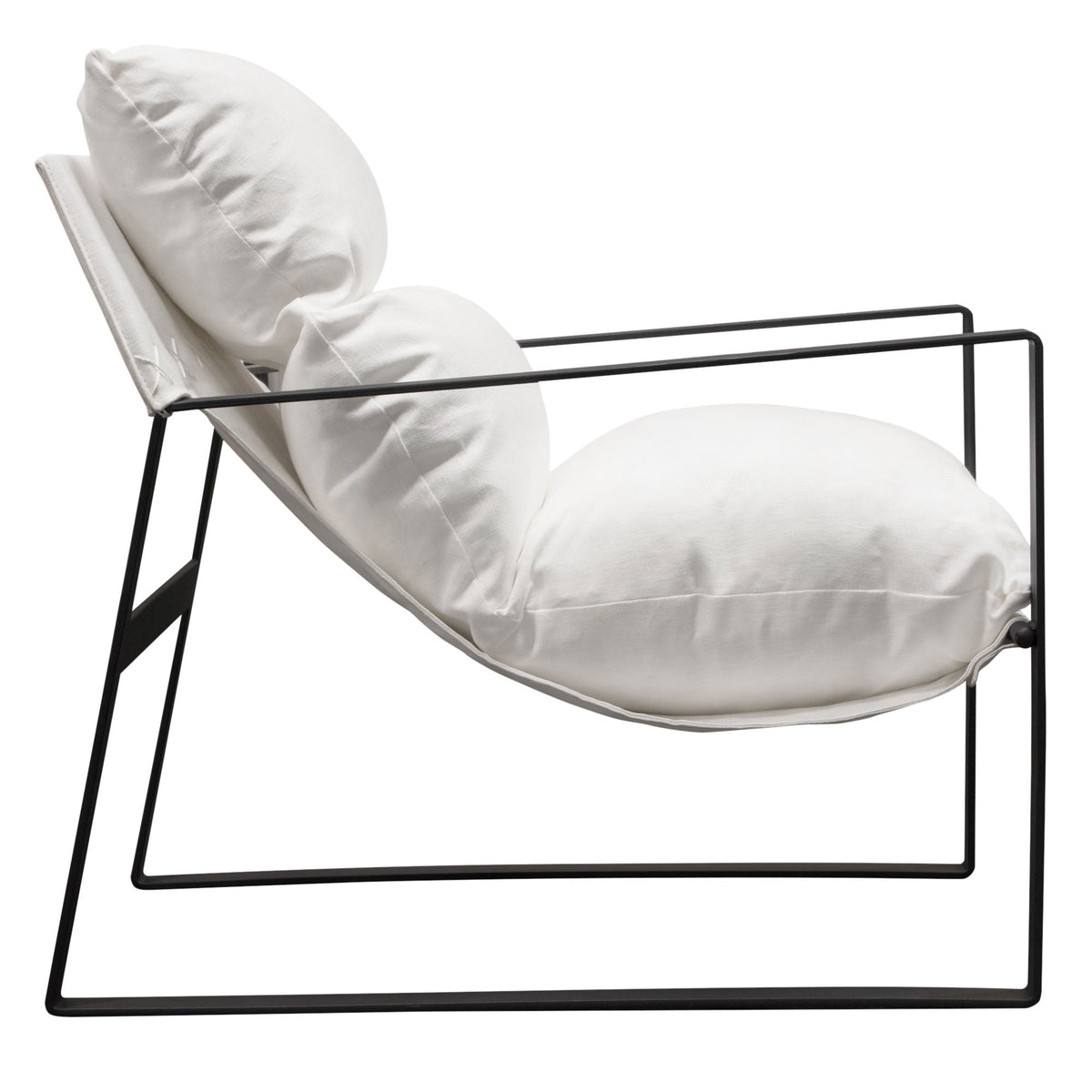 Miller Linen Sling Accent Chair – room setting – Lusso Furniture Miami