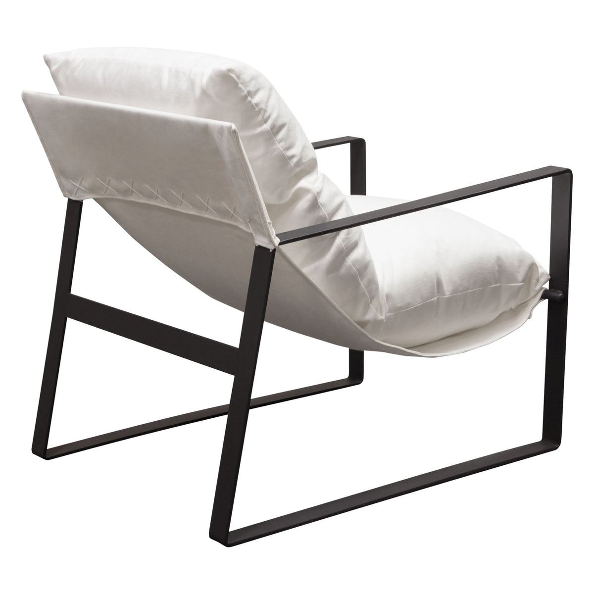 Miller Linen Sling Accent Chair – back view – Lusso Furniture Miami