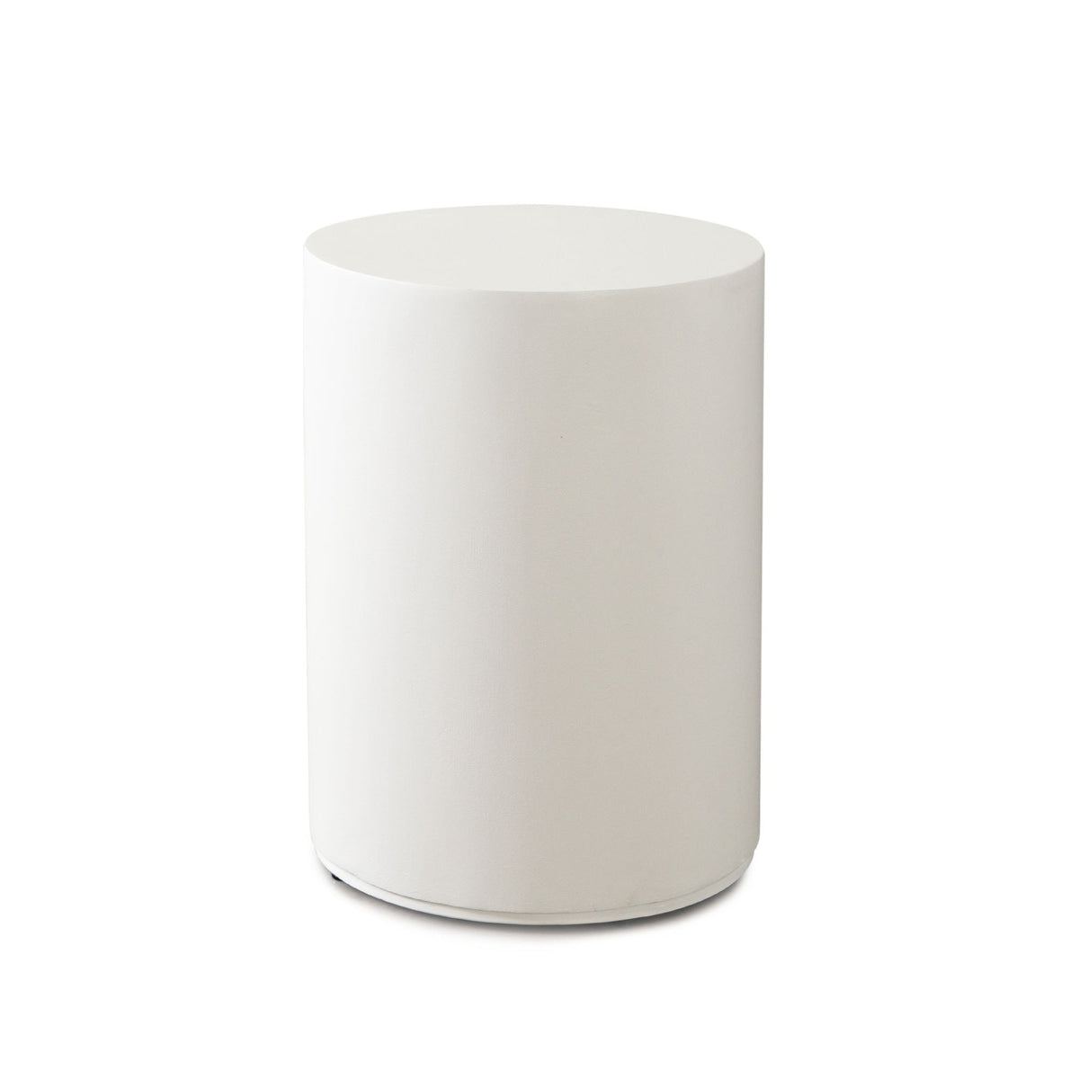 Montage Faux Cement End Table – Round / Ivory Faux Cement – front view – Lusso Furniture Miami