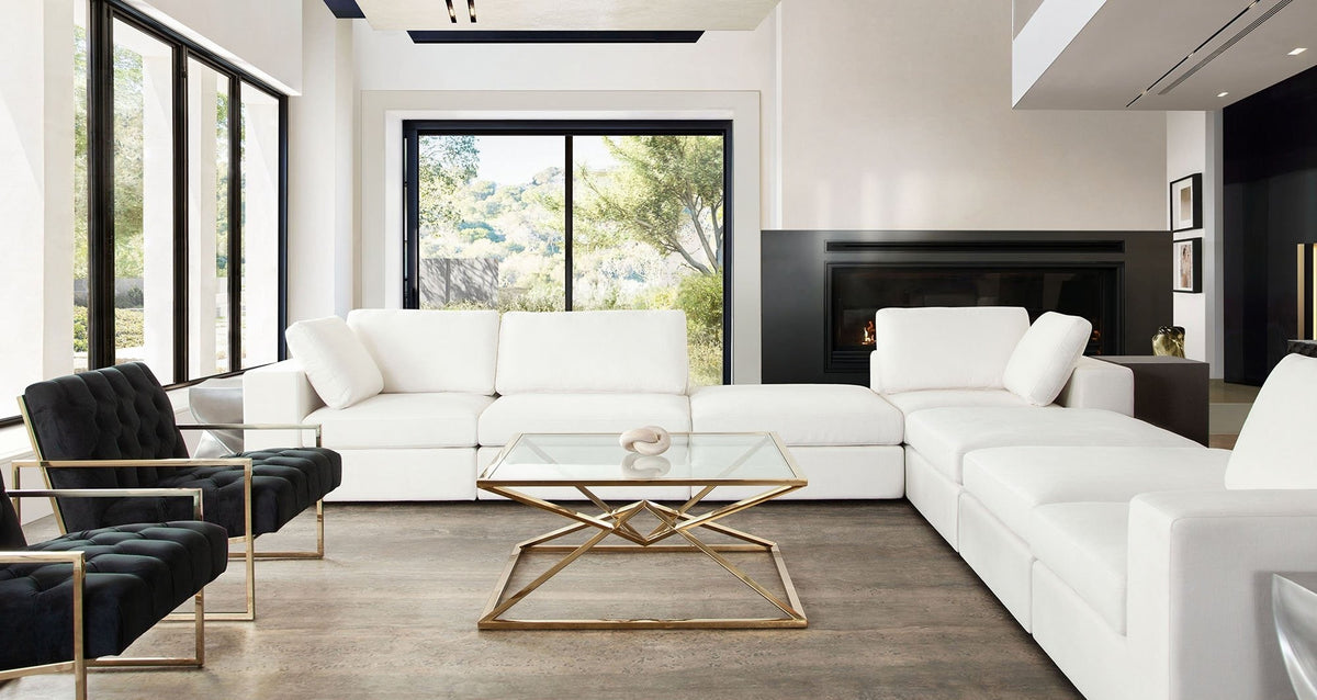 Muse Performance Fabric Modular Sofa – 5-Piece Corner Sectional / Mist White Performance Fabric – view 37 – Lusso Furniture Miami