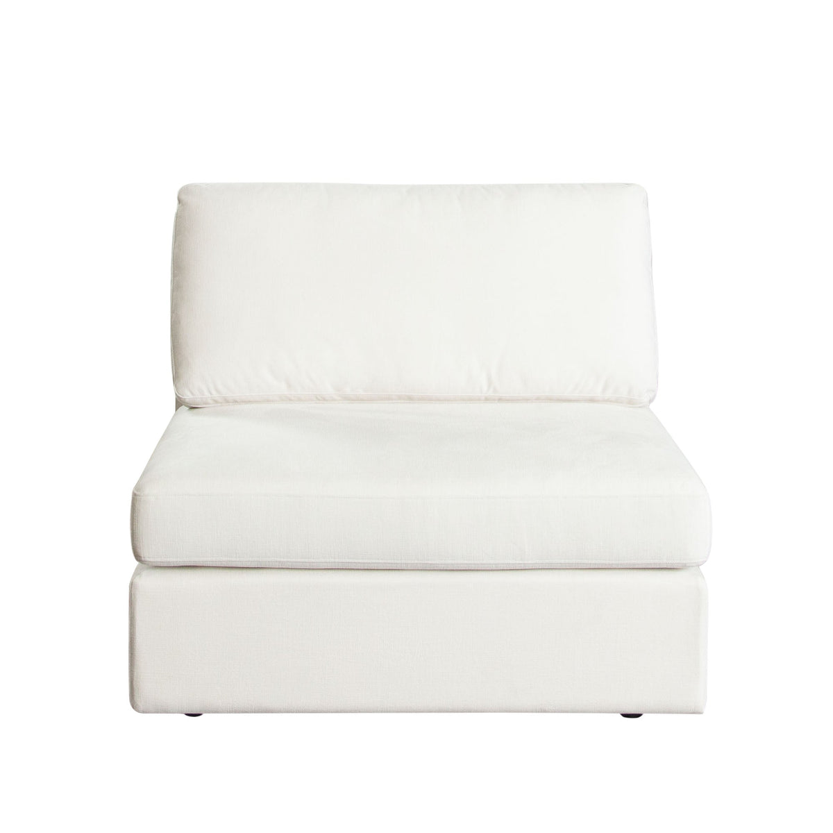 Muse Performance Fabric Modular Sofa – Armless Chair / Mist White Performance Fabric – front view – Lusso Furniture Miami