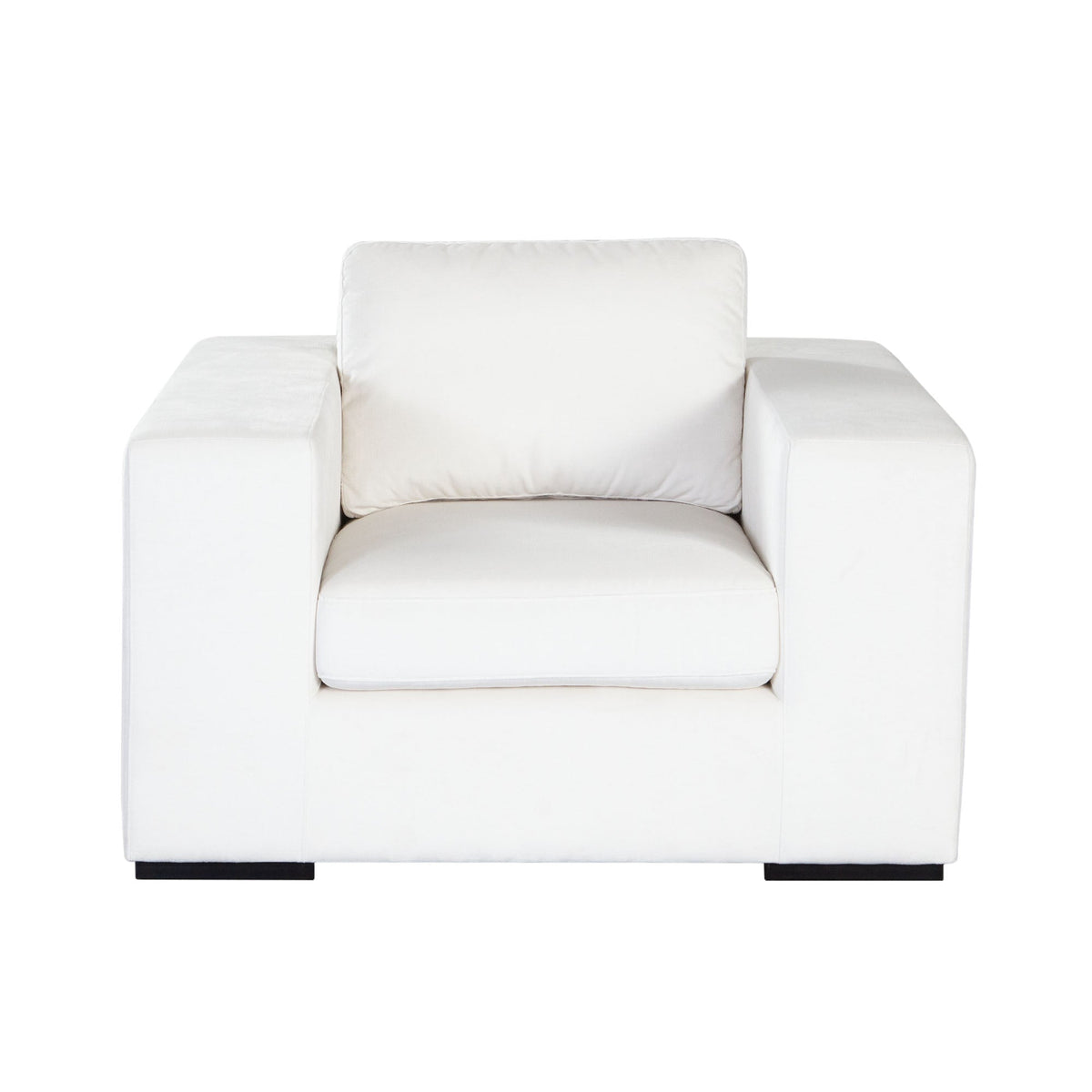 Muse Oversized Accent Chair – Mist White Performance Fabric – front view – Lusso Furniture Miami