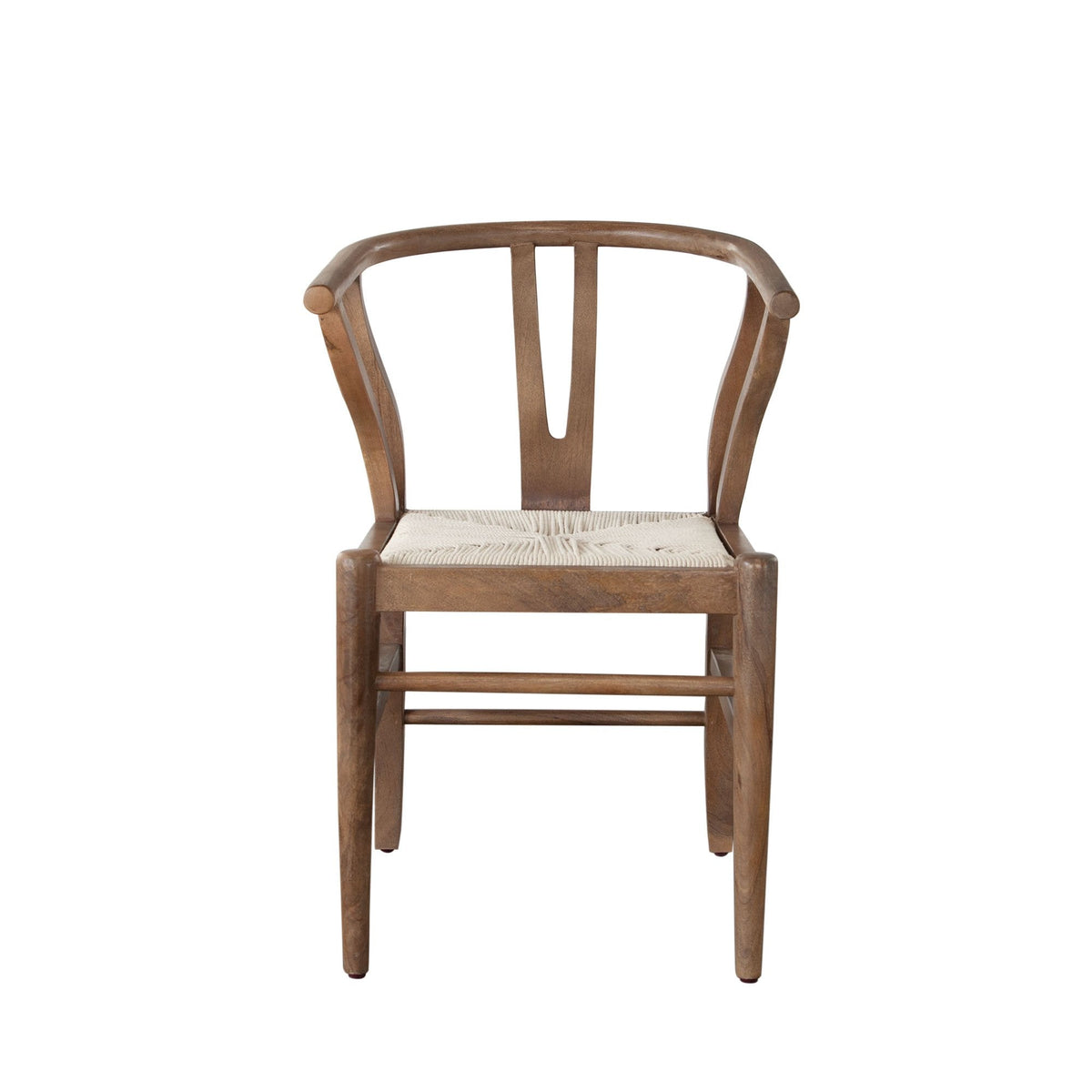 Nara Wishbone Wood Dining Chair – Walnut Finish – front view – Lusso Furniture Miami