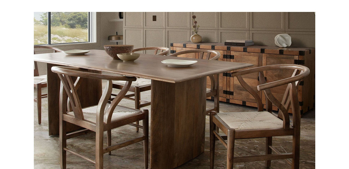 Nara Wishbone Wood Dining Chair – side view – Lusso Furniture Miami