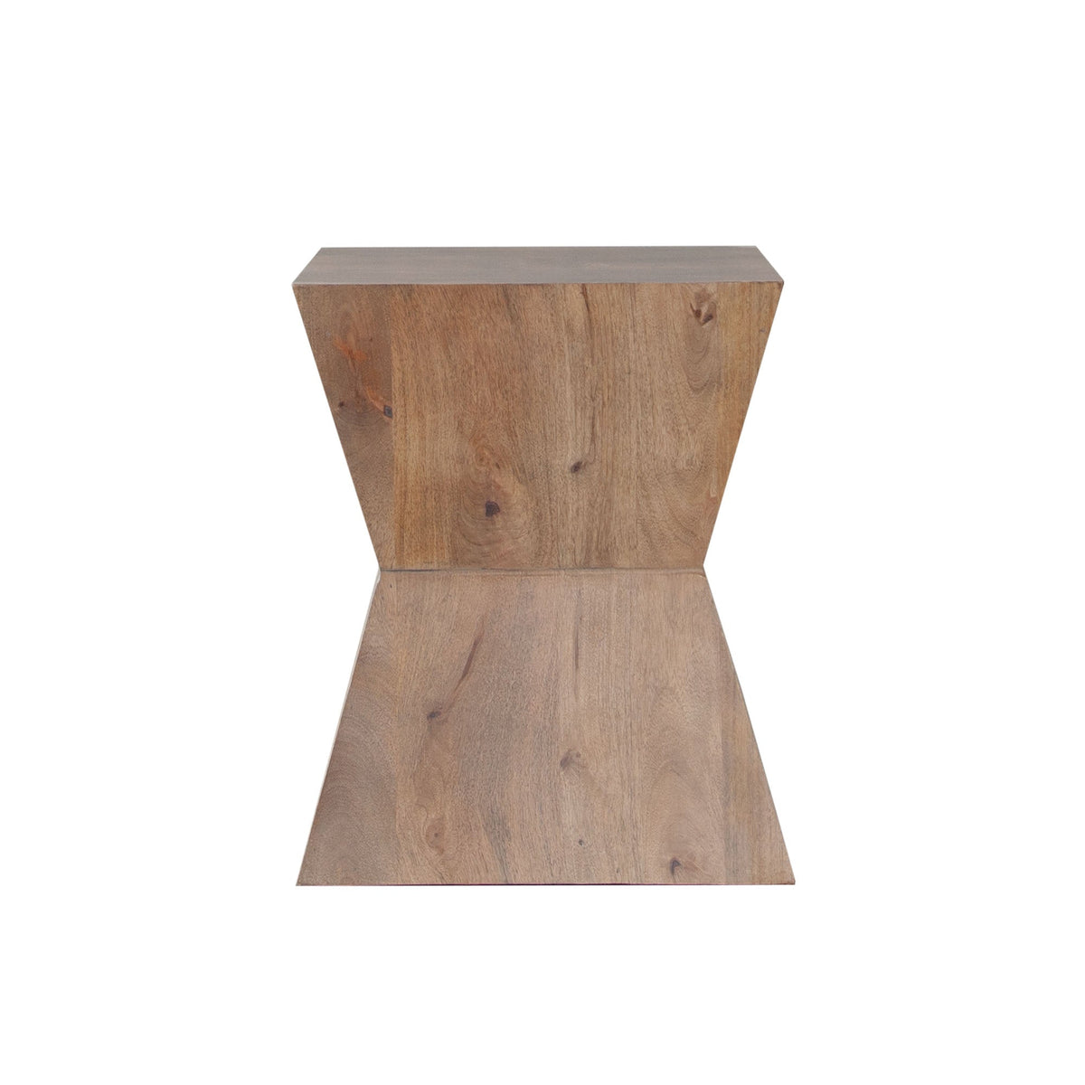 Nara Sculpted Pedestal End Table – Caramel/Walnut Finish – front view – Lusso Furniture Miami