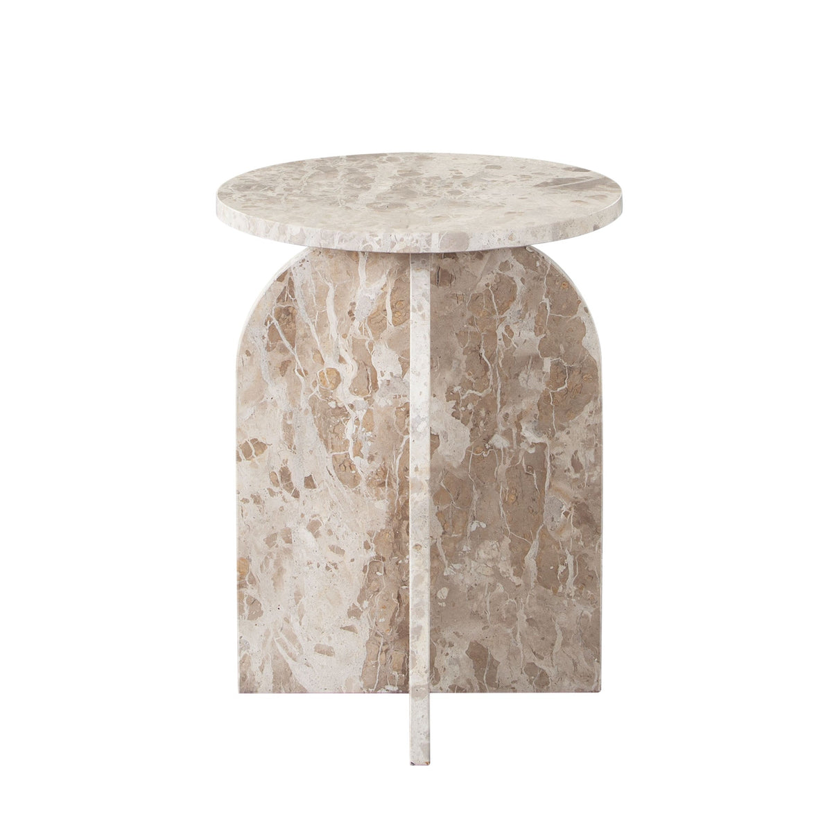 Nebula Round Marble End Table – angle view – Lusso Furniture Miami