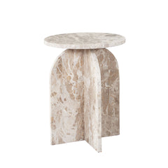 Nebula Round Marble End Table – side view – Lusso Furniture Miami