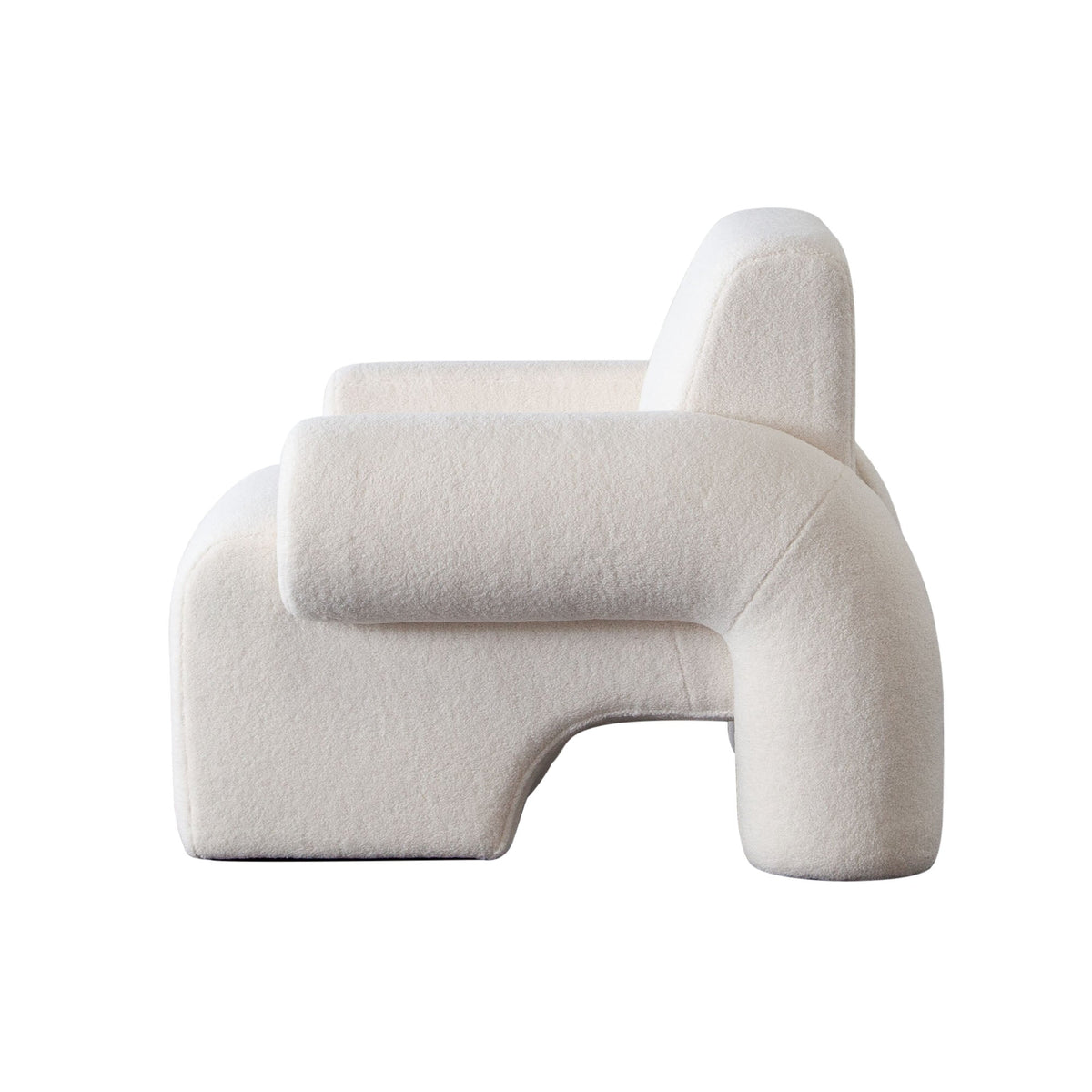 Noa Ivory Sherpa Accent Chair – side view – Lusso Furniture Miami