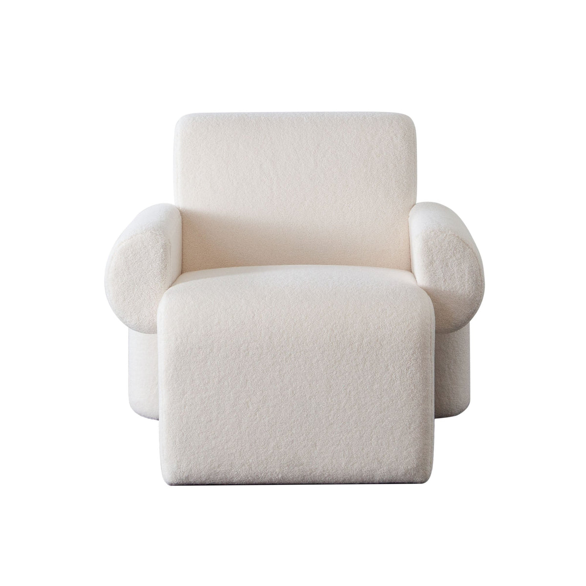 Noa Ivory Sherpa Accent Chair – Ivory Sherpa Fabric – front view – Lusso Furniture Miami