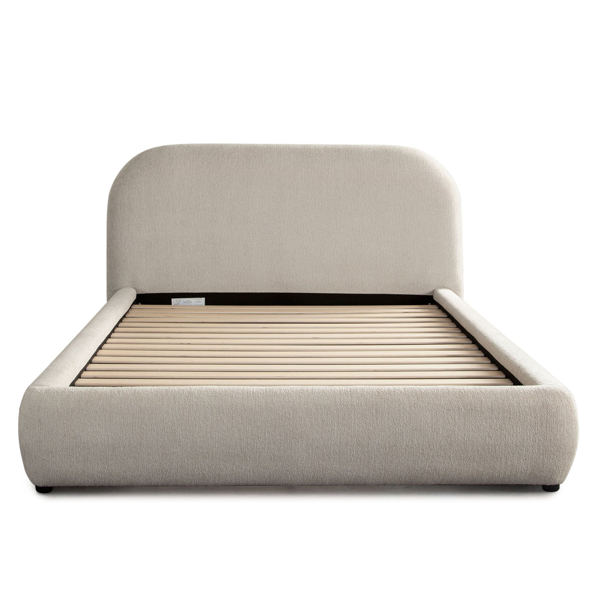 Ocean Performance Fabric Platform Bed – Queen / Birch Performance Fabric – front view – Lusso Furniture Miami