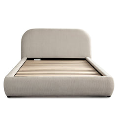 Ocean Performance Fabric Platform Bed – Queen / Birch Performance Fabric – front view – Lusso Furniture Miami
