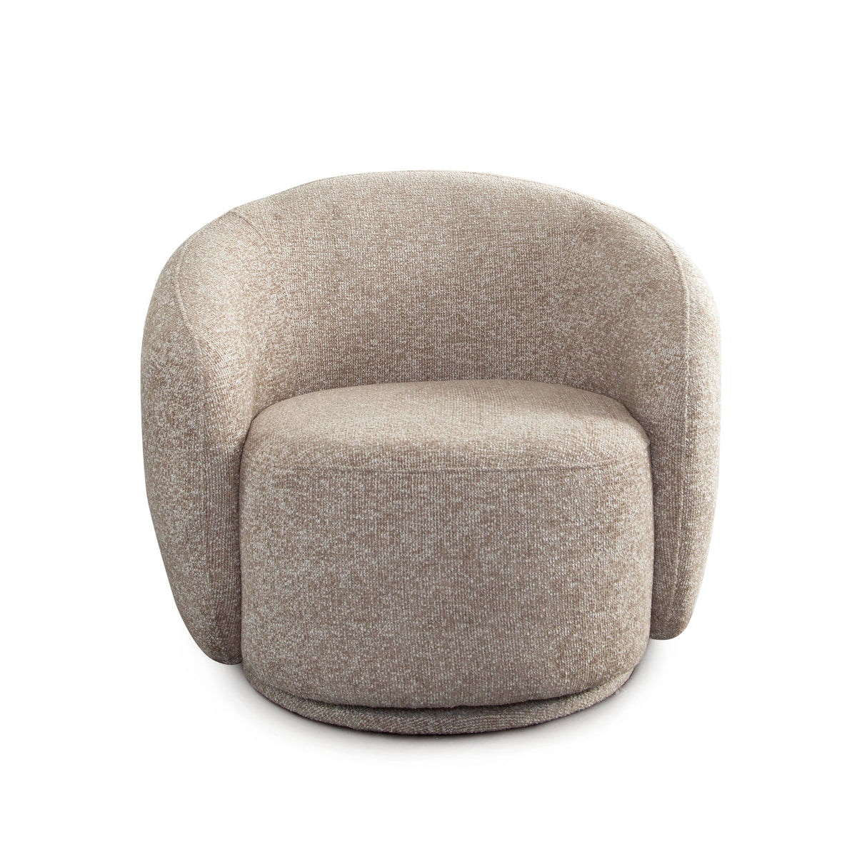 Olli Contoured Swivel Accent Chair – Wheat Polyester Fabric – front view – Lusso Furniture Miami