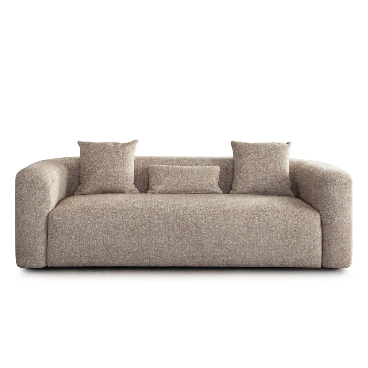 Olli Bench Seat Fabric Sofa – Wheat Polyester Fabric – front view – Lusso Furniture Miami