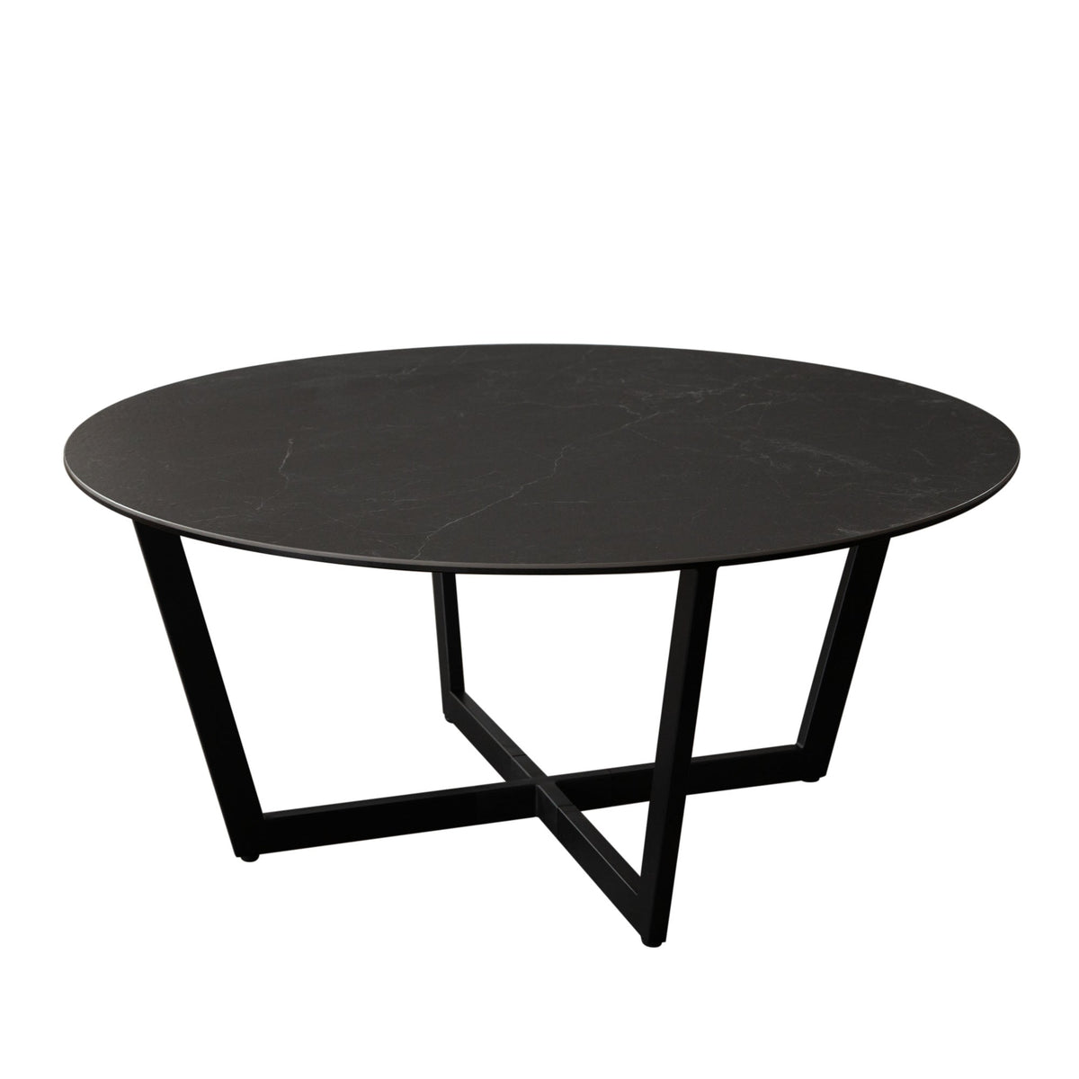 Onyx Round Ceramic Glass Coffee Table – angle view – Lusso Furniture Miami