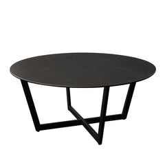 Onyx Round Ceramic Glass Coffee Table – angle view – Lusso Furniture Miami