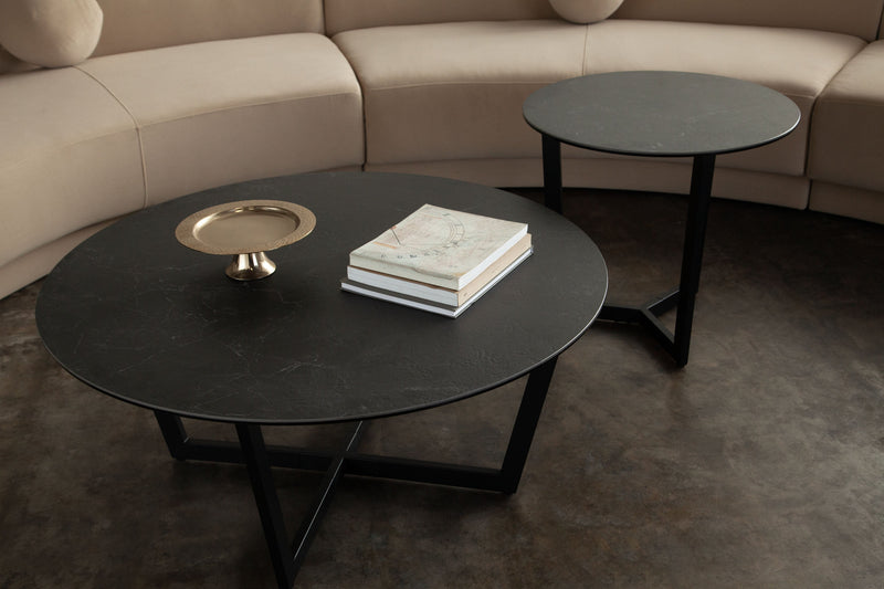 Onyx Round Ceramic Glass Coffee Table-zoom-