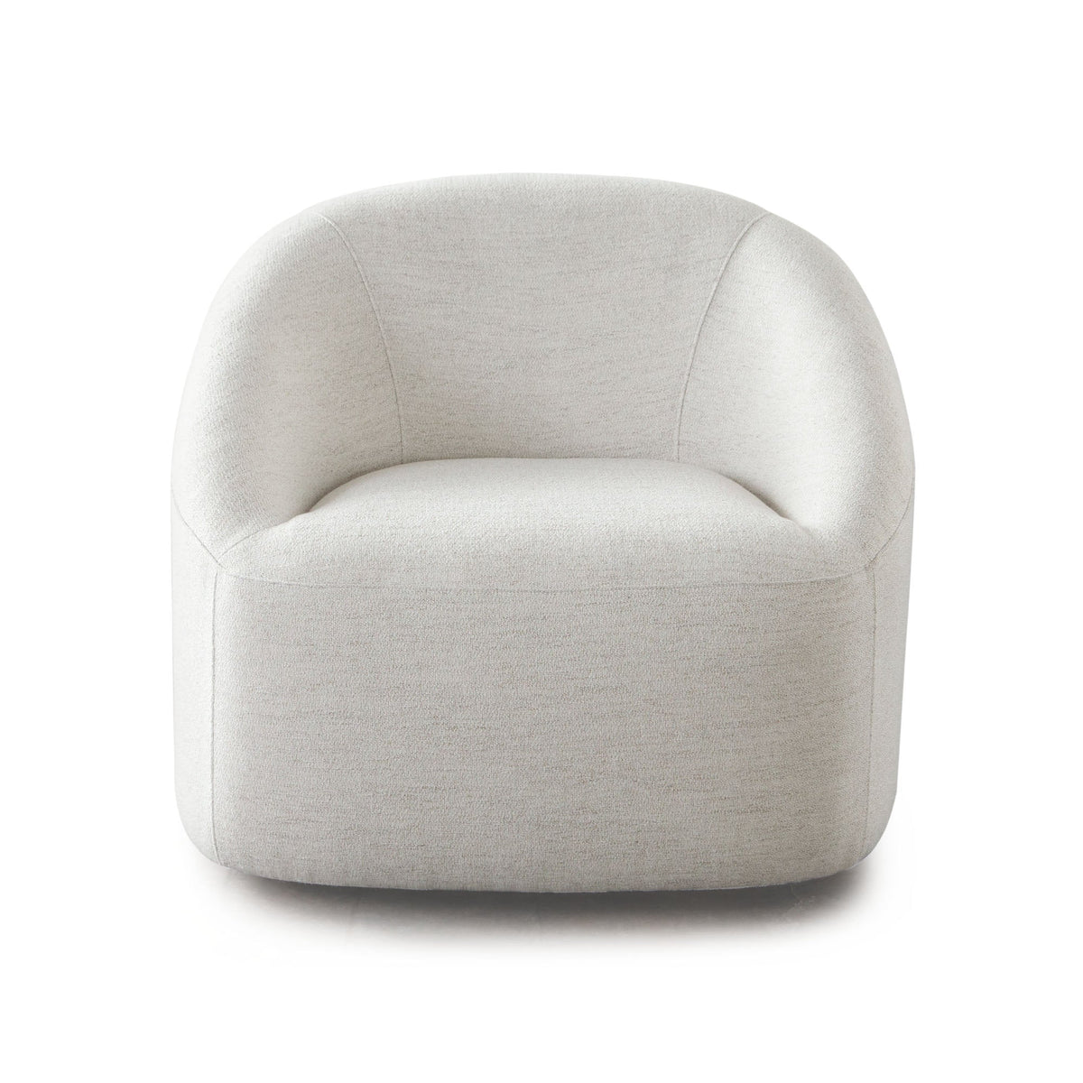 Opal Contoured Arm Swivel Chair – Oat Polyester Fabric – front view – Lusso Furniture Miami