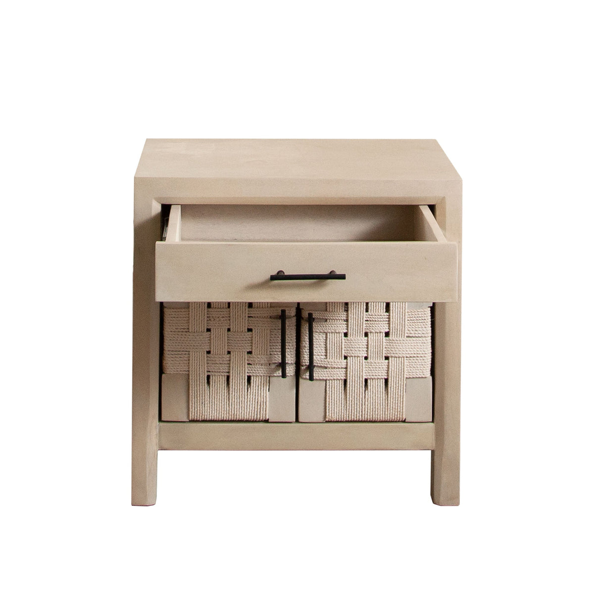 Palm Woven Rope Mango Wood End Table – angle view – Lusso Furniture Miami