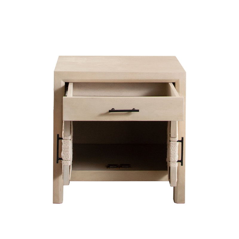 Palm Woven Rope Mango Wood End Table-zoom-
