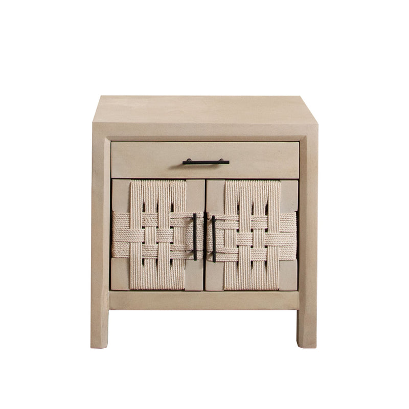 Palm Woven Rope Mango Wood End Table-zoom-