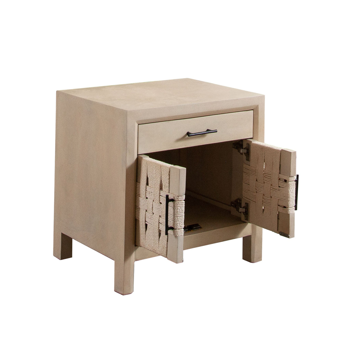 Palm Woven Rope Mango Wood End Table – back view – Lusso Furniture Miami