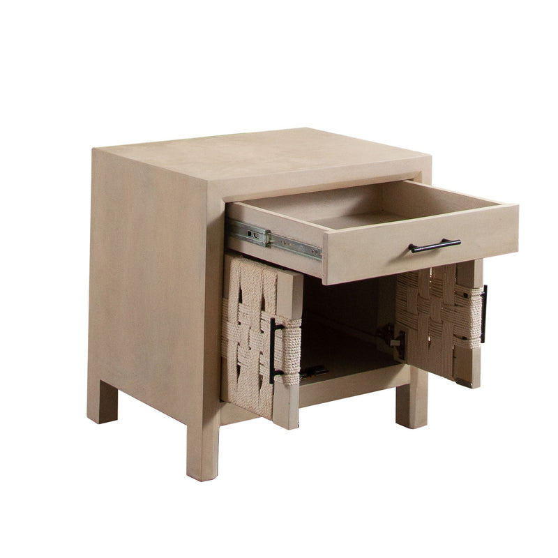 Palm Woven Rope Mango Wood End Table-zoom-