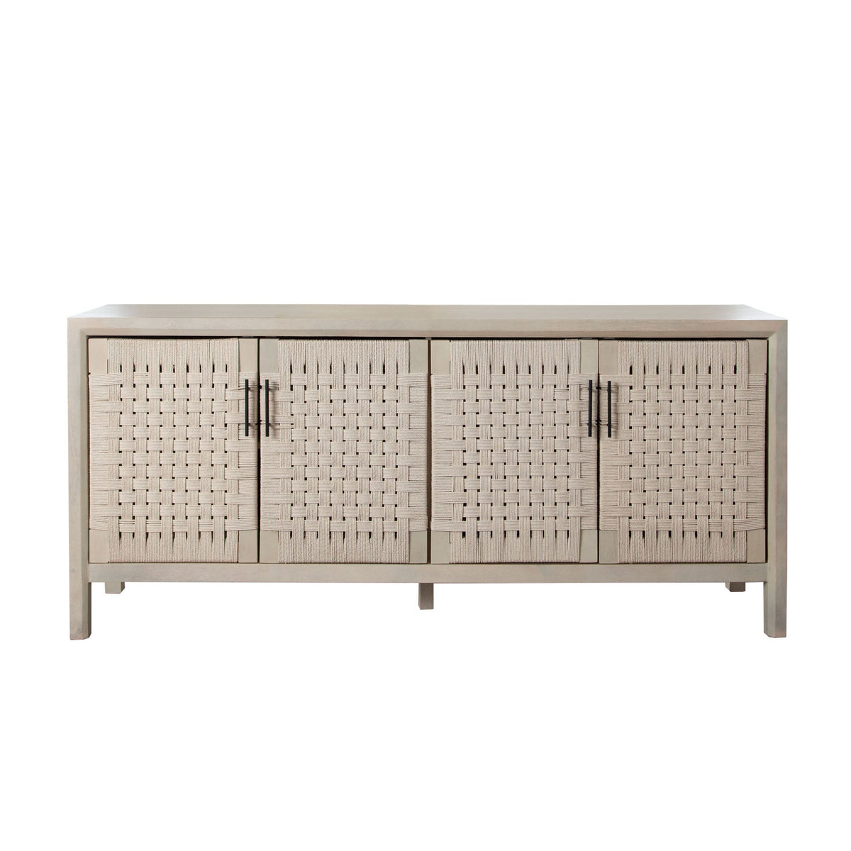 Palm Solid Mango Wood Sideboard – Natural Finish – front view – Lusso Furniture Miami