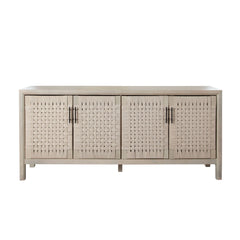 Palm Solid Mango Wood Sideboard – Natural Finish – front view – Lusso Furniture Miami