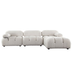 Paloma Bubble Tufted Velvet Modular Sofa – 4-Piece 111" Reversible Chaise Sectional / Light Cream Velvet – view 32 – Lusso Furniture Miami