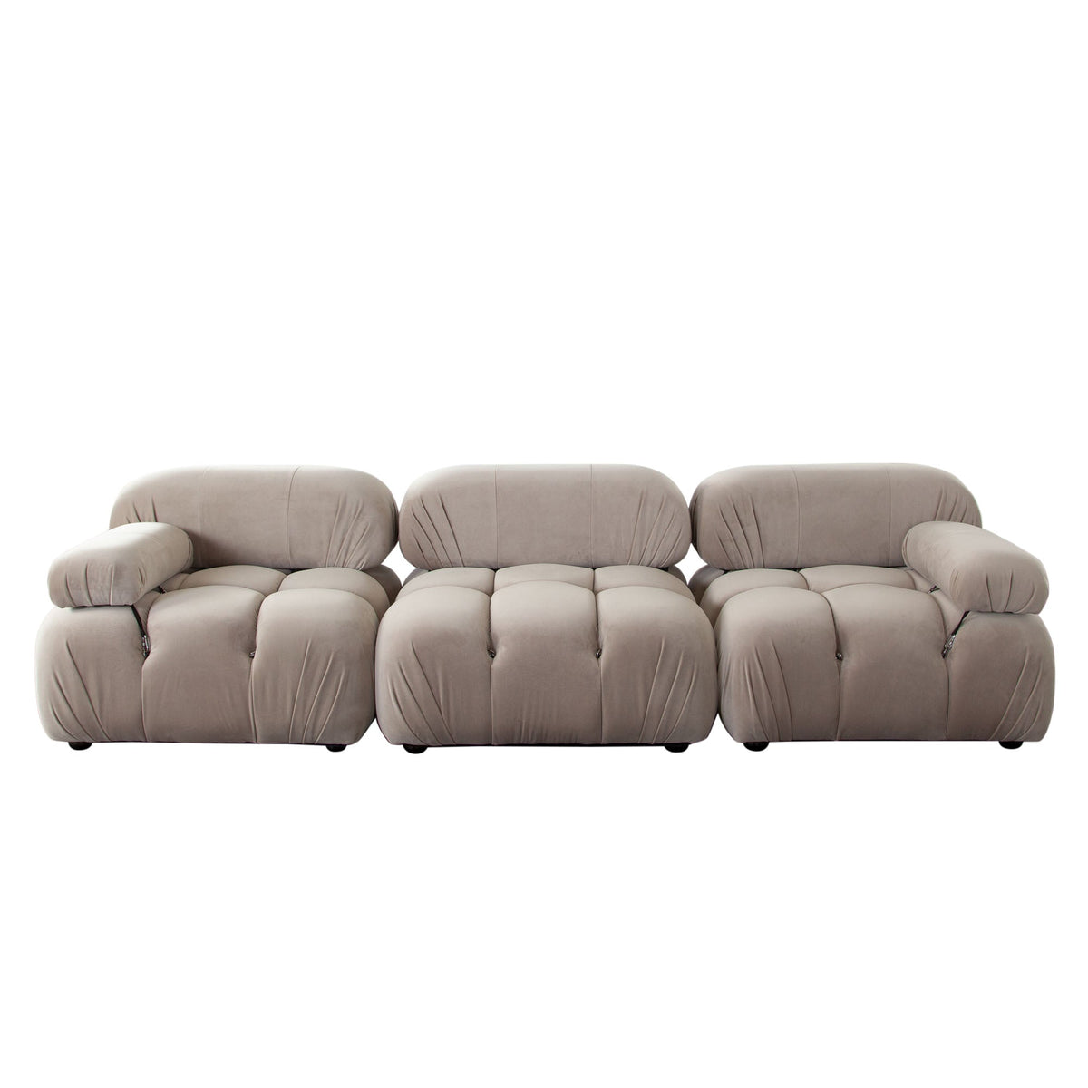 Paloma Bubble Tufted Velvet Modular Sofa – 3-Piece 111" Sofa / Mink Tan Velvet – view 70 – Lusso Furniture Miami