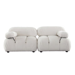 Paloma Bubble Tufted Velvet Modular Sofa – 2-Piece 74" Sofa / Light Cream Velvet – view 16 – Lusso Furniture Miami