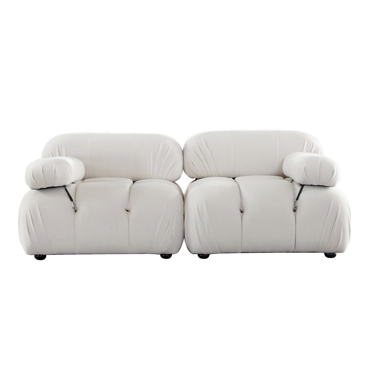 Paloma Bubble Tufted Velvet Modular Sofa – 2-Piece 74" Sofa / Light Cream Velvet – view 16 – Lusso Furniture Miami