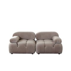 Paloma Bubble Tufted Velvet Modular Sofa – 2-Piece 74" Sofa / Mink Tan Velvet – view 62 – Lusso Furniture Miami