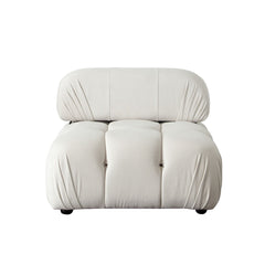 Paloma Bubble Tufted Velvet Modular Sofa – Armless Chair / Light Cream Velvet – front view – Lusso Furniture Miami