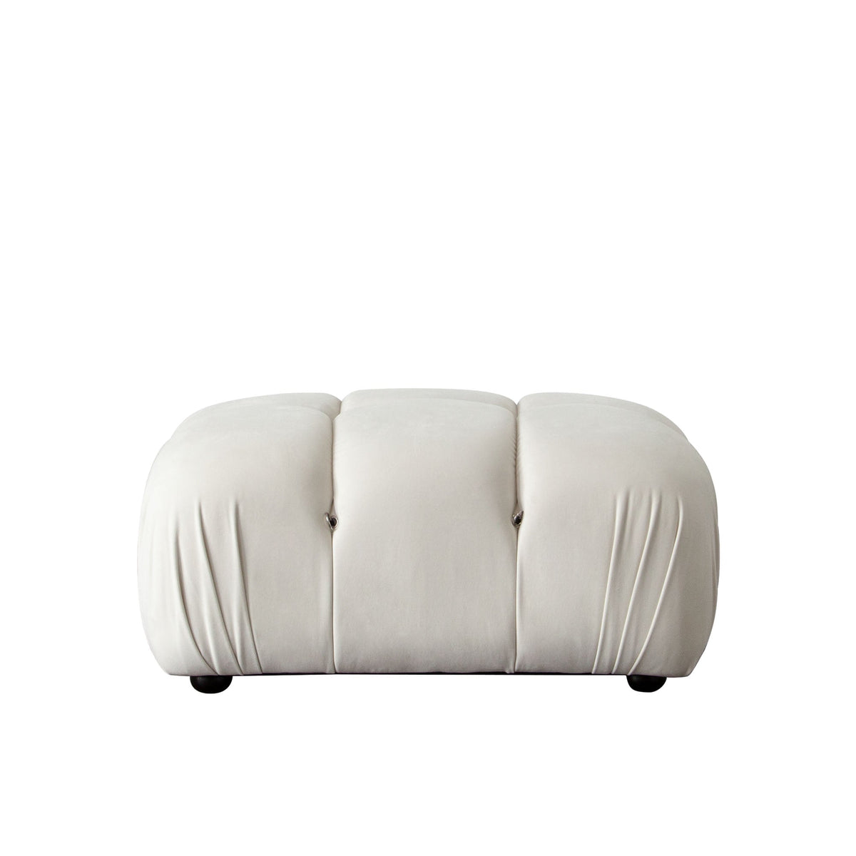 Paloma Bubble Tufted Velvet Modular Sofa – Rectangle Ottoman / Light Cream Velvet – alternate view – Lusso Furniture Miami