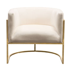 Pandora Velvet Barrel Accent Chair – Cream Velvet – front view – Lusso Furniture Miami