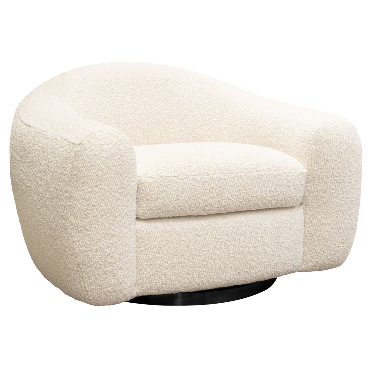 Pascal Boucle Swivel Accent Chair – angle view – Lusso Furniture Miami