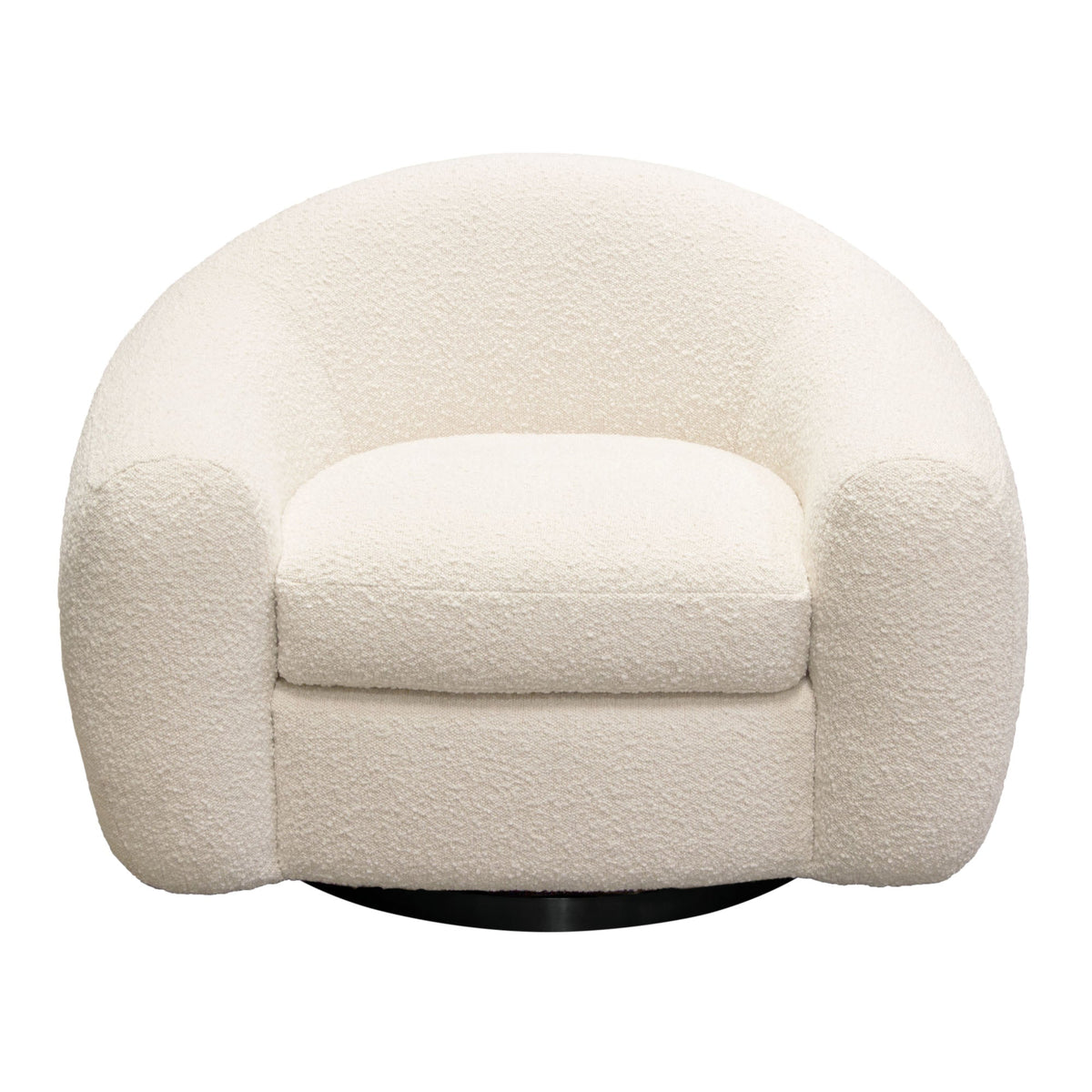 Pascal Boucle Swivel Accent Chair – Bone Boucle Textured Fabric – front view – Lusso Furniture Miami
